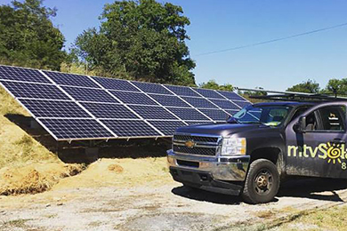 Solar Solutions, solar grid with truck